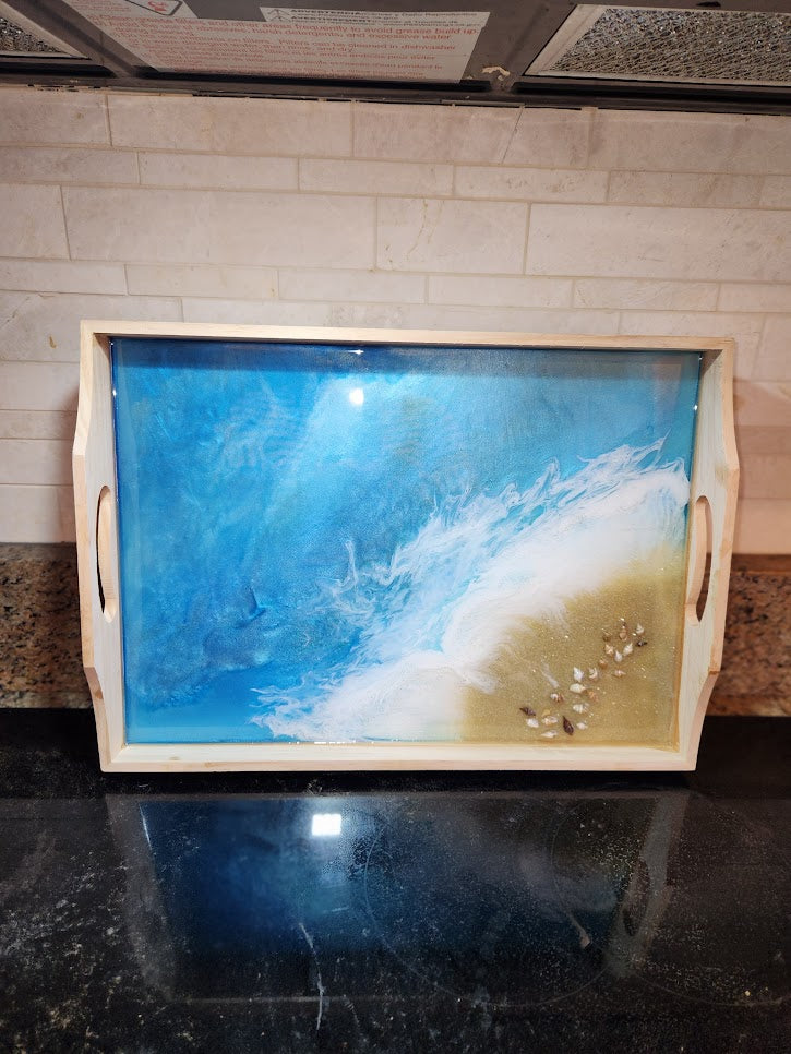 Beachy Resin Serving Tray